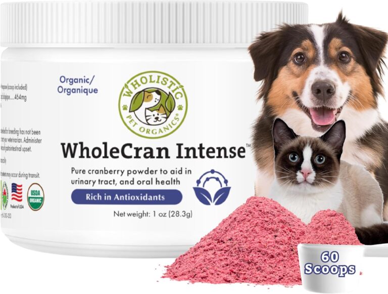 Wholistic Pet Organics WholeCran Intense: Organic Cranberry Powder for Dogs Urinary Tract Support Kidney Support for Dogs UTI Treatment Vitamin C and Antioxidants Dog Incontinence Product