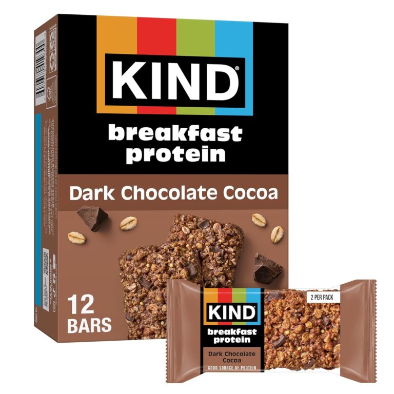 KIND Breakfast Protein Bars, Dark Chocolate Cocoa, Healthy Snacks, Gluten Free, 8g Protein, 6 Count