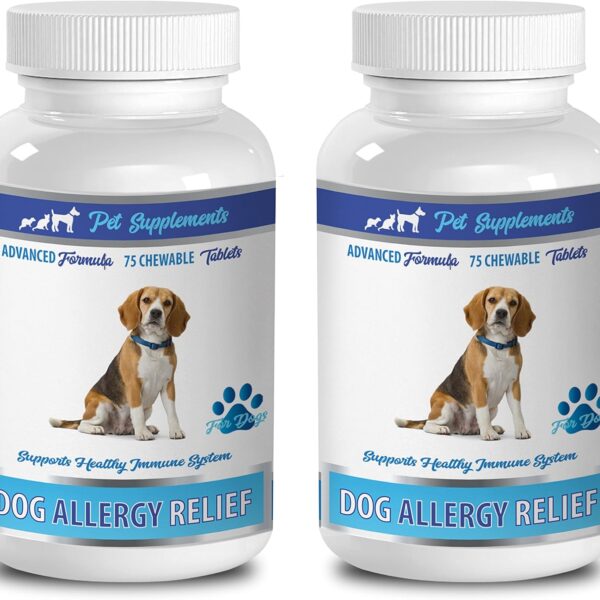 Dog Immune Vitamins - Natural Dog Allergy Relief - Supports Healthy Immune System - CHEWABLE - quercetin Dogs - 2 Bottle (150 Chews)