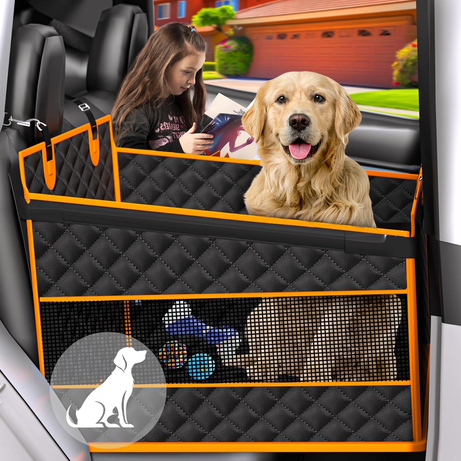 EPN Dog Car Seat for Large Dogs, Foldable Pet Car Seat with Waterproof Oxford Fabric, Non-Slip Bottom, Reinforced Support & Storage Pockets, Ideal for Road Trips EPN Dog Car Seat for Large Dogs, Foldable Pet Car Seat with Waterproof Oxford Fabric, Non-Slip Bottom, Reinforced Support & Storage Pockets, Ideal for Road Trips
