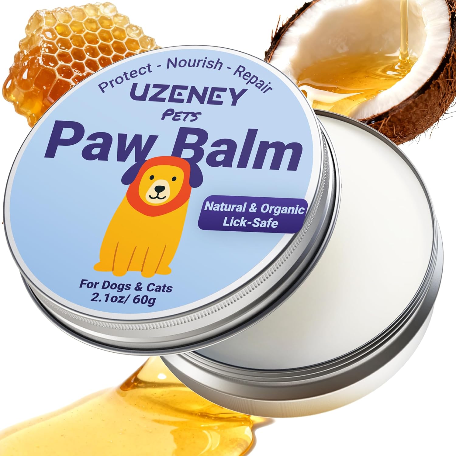 Lick-Safe Dog Paw Balm & Nose Balm, 2.1 oz | Natural Dog Balm with Coconut Oil for Dry Nose, Cracked Paws | Cat Paw Wax and Moisturizer, Nose Butter, Snout Soother | Winter Protection Lick-Safe Dog Paw Balm & Nose Balm, 2.1 oz | Natural Dog Balm with Coconut Oil for Dry Nose, Cracked Paws | Cat Paw Wax and Moisturizer, Nose Butter, Snout Soother | Winter Protection