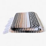 Authentic Handwoven Mexican Blanket, Falsa Serape - Soft & Durable - Vibrant Beach, Picnic, Yoga & Camping Mat - Traditional Boho Throw - Outdoor Blanket 70"x50" (Haze)
