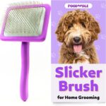 Dog Slicker Brush, Grooming Tool for Poodle, Doodle, Goldendoodle & All Long Haired Dogs, Long Pin Wood Brush Pefect for Dematting & Detangling, Effortless Grooming Pet Hair At Home - Large
