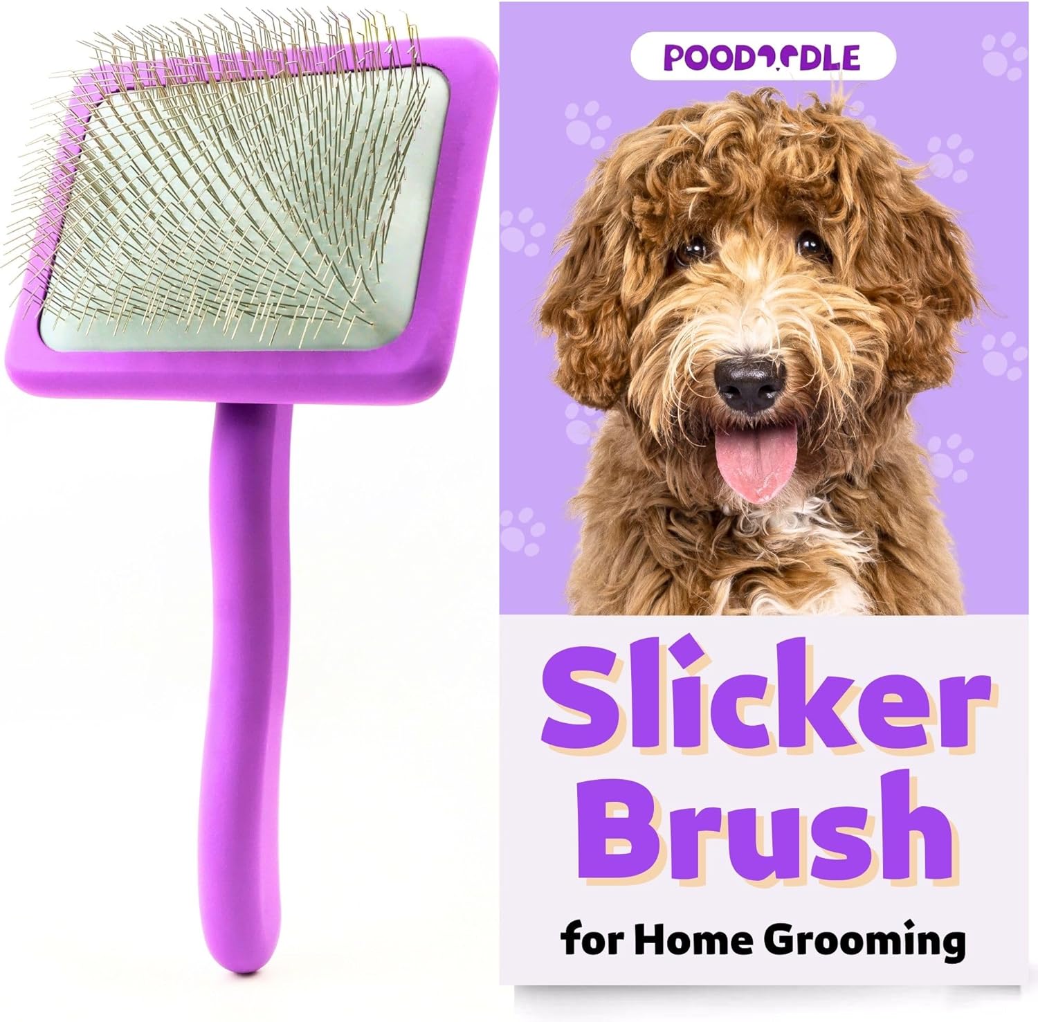 Dog Slicker Brush, Grooming Tool for Poodle, Doodle, Goldendoodle & All Long Haired Dogs, Long Pin Wood Brush Pefect for Dematting & Detangling, Effortless Grooming Pet Hair At Home - Large Dog Slicker Brush, Grooming Tool for Poodle, Doodle, Goldendoodle & All Long Haired Dogs, Long Pin Wood Brush Pefect for Dematting & Detangling, Effortless Grooming Pet Hair At Home - Large