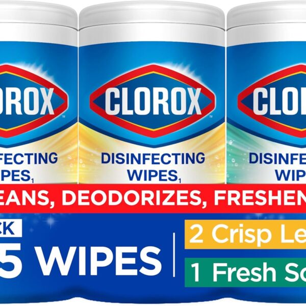 Clorox Disinfecting Cleaning Wipes Variety Pack, 75 Count Each, Pack of 3 (Package May Vary)