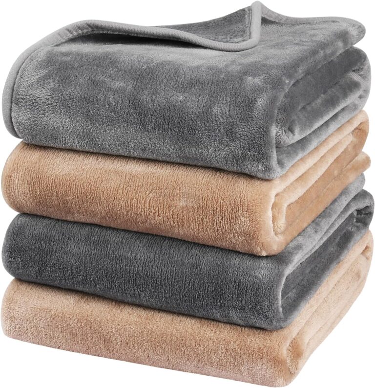 Onarway Dog Blanket Washable for Puppy: 4 Packs Dog Blankets 40x28 - Fluffy Soft Small Throw for Cat Puppy Kitten Dogs - Fleece Pet Blankets for Bed Sofa Car and Indoor - Grey and Khaki