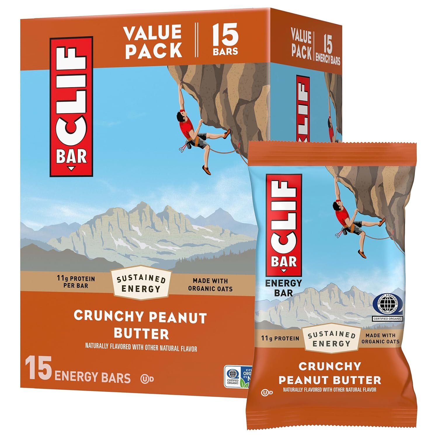 CLIF BAR - Energy Protein Bars - Crunchy Peanut Butter - Made with Organic Oats - Energy Bars - Non-GMO - (15 Pack) CLIF BAR - Energy Protein Bars - Crunchy Peanut Butter - Made with Organic Oats - Energy Bars - Non-GMO - (15 Pack)