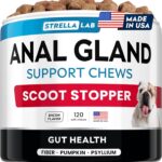 STRELLALAB Anal Gland Support Chews - Scoot Treatment - Digestive Enzymes, Prebiotics & Fiber Supplement for Dogs Digestion & Gut Health. Proprietary Blend of Beet, Psyllium, Dandelion & Pumpkin 120Ct