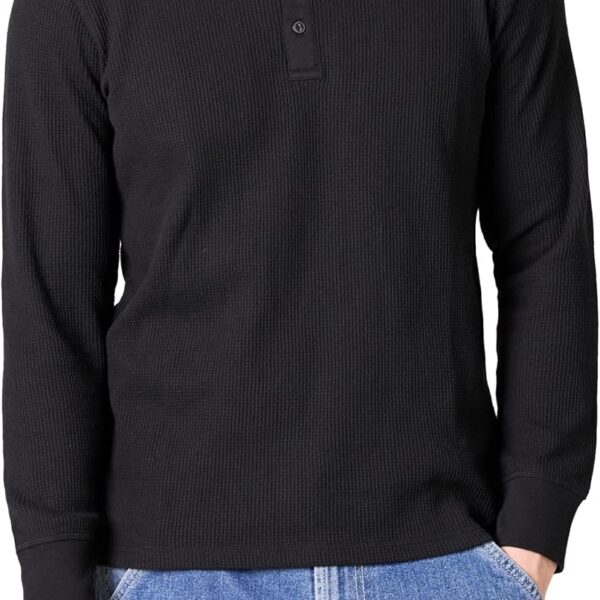 Amazon Essentials Long Sleeve Waffle Henley Shirts for Men, Slim-Fit