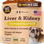 Natural Dog Company Liver & Kidney Supplement for Dogs  90 Soft Chews with Milk Thistle, Cranberry, Dandelion Root, Turmeric & Astragalus  Supports Liver Function, Kidney Health & Overall Wellness
