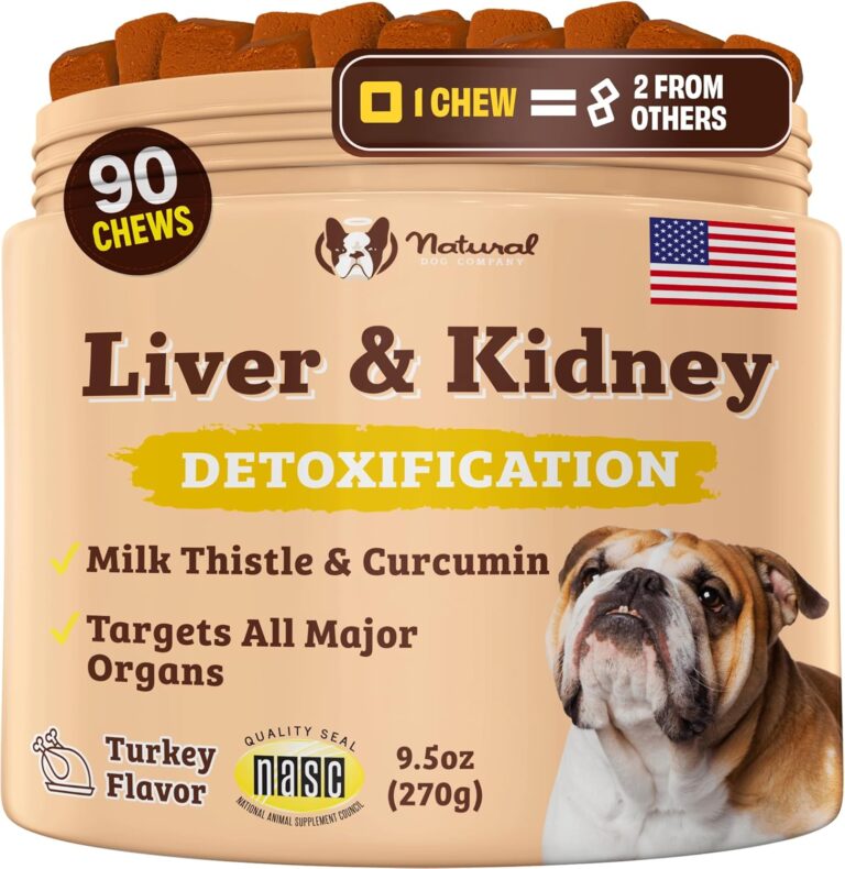 Natural Dog Company Liver & Kidney Supplement for Dogs  90 Soft Chews with Milk Thistle, Cranberry, Dandelion Root, Turmeric & Astragalus  Supports Liver Function, Kidney Health & Overall Wellness