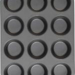 GoodCook MegaGrip 12-Cup Muffin Pan with Silicone Grip Handles Perfect for Cupcakes Durable Heavy-Gauge Steel Construction Scratch-Resistant Nonstick Coating, 15.5x10.5-Inch, Gray