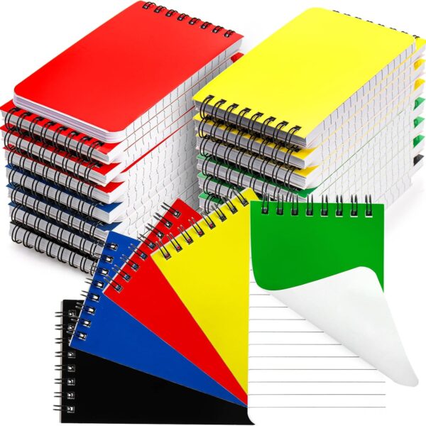 Hacaroa 30 Pack Top Spiral Memo Pads, 3"x5" Lined Pocket Notebook Mini College Ruled Paper 75 Sheets/150 Pages, Wirebound Small Steno Pads for Home, School, Office, Assorted Colors