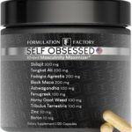 Self Obsessed Masculine Vitality & Testosterone Support - 10-in-1 Complex with Shilajit, Tongkat Ali, & Fadogia Agrestis - 120 Capsules, 2 Month Supply (120 Count (Pack of 1), Self Obsessed)