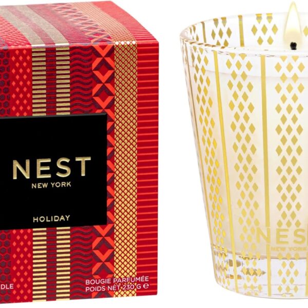 NEST New York Scented Classic Christmas Candle, Holiday - 8.1 oz - Up to 60-Hour Burn Time - Reusable Glass Vessel