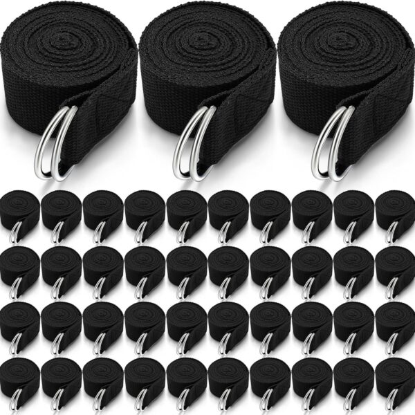 Leyndo Yoga Strap Stretching Pilates Exercise Adjustable Straps 6 ft Non Elastic Yoga Belt with Adjustable D Ring Buckle for Pilates Gym Workouts Fitness