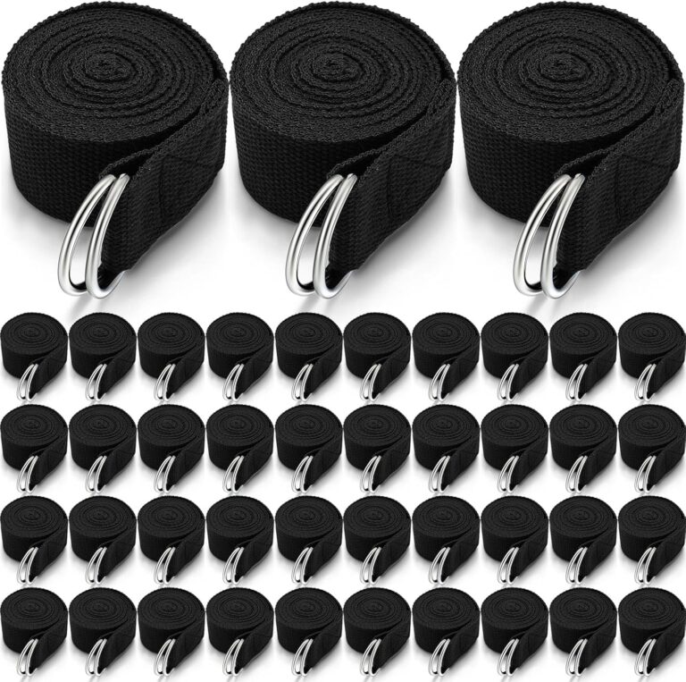 Leyndo Yoga Strap Stretching Pilates Exercise Adjustable Straps 6 ft Non Elastic Yoga Belt with Adjustable D Ring Buckle for Pilates Gym Workouts Fitness