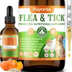 Natural Flea and Tick Prevention for Dogs, 60ML Herbal Formula with Multivitamins, Pumpkin Seed, Flea and Tick Treatment Supplement Drops for Dogs & Puppies - Supports Immunity, Skin & Coat Support