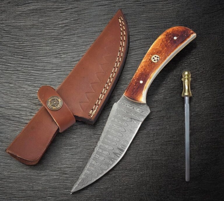 Poshland TR-1168 Custom Handmade Damascus Steel 10 Inches Tactical Knife - Perfect Grip Rose wood Handle