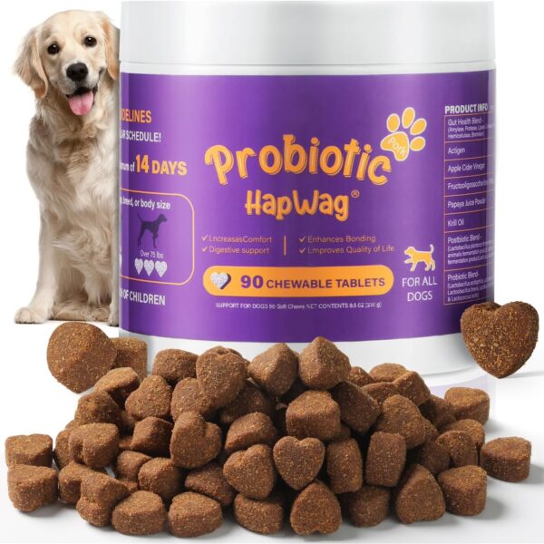 Probiotics for All Breeds and Ages Dogs, Support Gut Digestive Health, Anti Diarrhea, Constipation Relief, No More Allergies, Dog Supplements - Pork Flavor - 90 Soft Chews