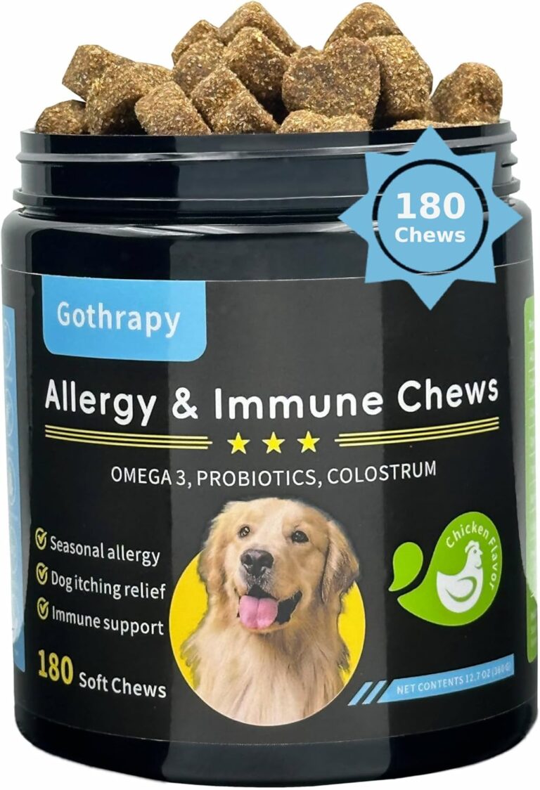 Allergy Chews for Dogs, Itching Skin Relief Chews | Seasonal Immune & Itchy Skin Support | Vet-Formulated Supplement with Omega-3 Probiotics | Chicken Flavor - 180 Soft Chews