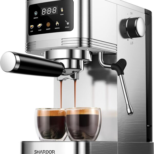 SHARDOR Espresso Machine 20 Bar, Professional Espresso Machine with Milk Frother and Touchscreen, Expresso Coffee Machines with Adjustable Temperature,for Cappuccino, Latte