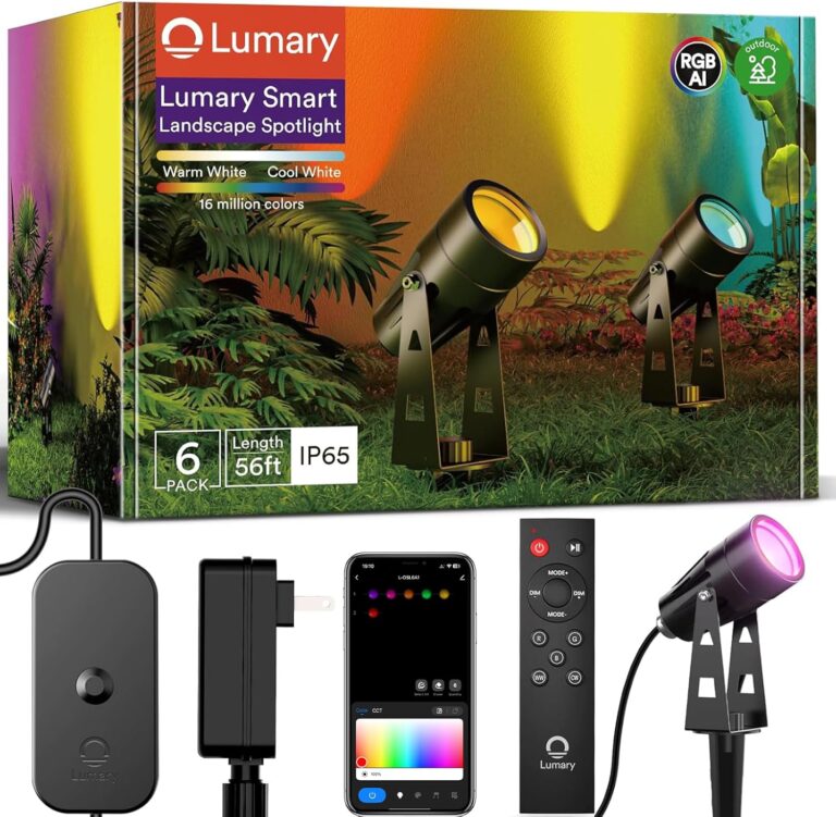Lumary Smart Landscape Lights 56Ft, 6 Pack RGBAIWW Low Voltage Landscape Lighting, IP65 Waterproof Spotlight Color Changing Garden & Yard Lights, App/Voice/Remote Control, Compatible with Alexa