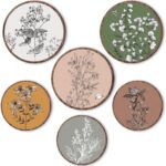 Barydat 6 Pieces Boho Plant Wall Art Decor Wooden Boho Farmhouse Rustic Bohemian Wall Hanging for Bedroom Living Room Office (Retro,8 Inch, 10 Inch)