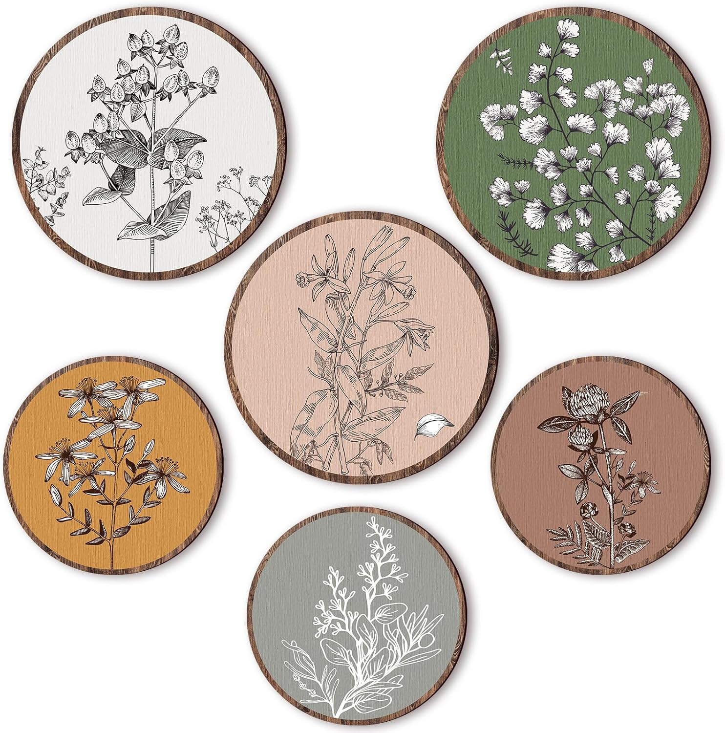 Barydat 6 Pieces Boho Plant Wall Art Decor Wooden Boho Farmhouse Rustic Bohemian Wall Hanging for Bedroom Living Room Office (Retro,8 Inch, 10 Inch) Barydat 6 Pieces Boho Plant Wall Art Decor Wooden Boho Farmhouse Rustic Bohemian Wall Hanging for Bedroom Living Room Office (Retro,8 Inch, 10 Inch)