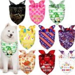 Weewooday 9 Pcs Holiday Dog Bandanas St' Patrick's Day Easter Bandanas Birthday Scarf Adjustable Large Pet Washable Scarves for Large Dog Supply(Fresh Pattern)