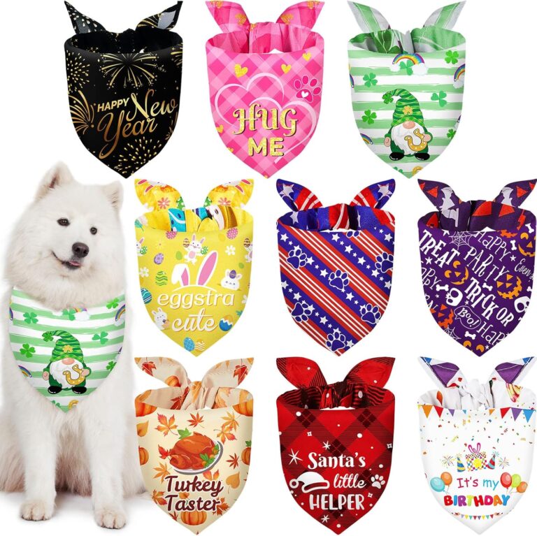 Weewooday 9 Pcs Holiday Dog Bandanas St' Patrick's Day Easter Bandanas Birthday Scarf Adjustable Large Pet Washable Scarves for Large Dog Supply(Fresh Pattern)