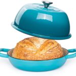 Enamelled Cast Iron Dutch Oven Pot  Dutch Oven For Sourdough Bread Baking  Cast Iron Bread Pot  Blue, 6 Quarts, 26cm  by Nuovva