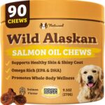 Natural Dog Company Wild Alaskan Salmon Chews for Dogs  Fish Oil Supplement with EPA & DHA for Itchy Skin, Coat, Brain, Joints & Immune Health, Daily Omega-3 Chews, 90 Count