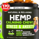 Hemp Calming Chews for Dogs with Anxiety and Stress - 170 Dog Calming Treats - Storms, Barking, Separation - Valerian Root - Melatonin - Hemp Oil - Dog Anxiety Relief - Made in USA | Soft Chews
