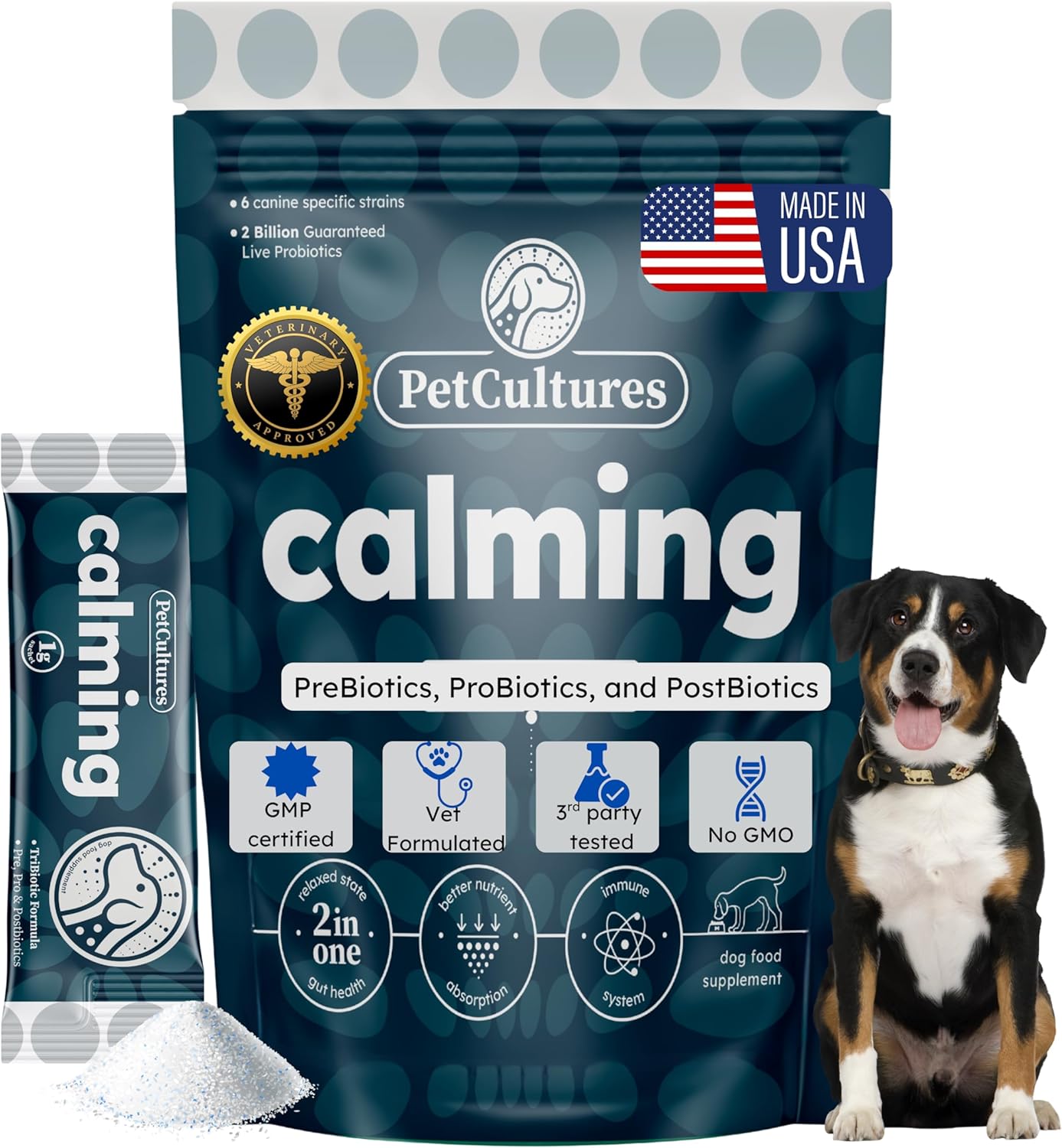PetCultures Calming Tribiotic Dog Supplement Powder Supports Stress, L-Tryptophan, L-Theanine, and Gut-Brain Axis Balance - Made in USA (30) PetCultures Calming Tribiotic Dog Supplement Powder Supports Stress, L-Tryptophan, L-Theanine, and Gut-Brain Axis Balance - Made in USA (30)