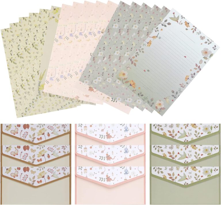27 PCS Stationary Writing Paper with Envelopes Set Cute Vintage Floral Letter Writing and Stationery Paper Envelopes18 Sheets with 9 Envelopes