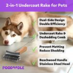 2 in 1 Undercoat Rake for Dogs and Cats, Professional Grooming Brush Dematting & Shedding Comb to Remove Loose Hair, Matted Fur Efficiently, Perfect for Poodle, Doodle & All Long Haired Pets