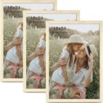 16x24 Frame Set of 3, Natural Wood Grain 16x24 Poster Frame for Gallery Wall Mounting (3 Pack,Natural)