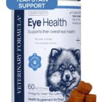 Veterinary Formula Eye Health Supplement for Dogs  Vet-Formulated Tear Stain Chews with Omega 3, Lutein & Cranberry  Smart Vitality Supports Eye Moisture, Stain Reduction & Immunity, 60 Soft Chews