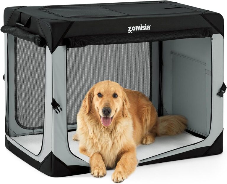 42 Inch Collapsible Dog Crate for Extra Large Dogs - XL Dog Travel Crate Portable with Breathable Mesh Windows, Soft Sided Dog Kennel Foldable for Indoor and Outdoor, Grey