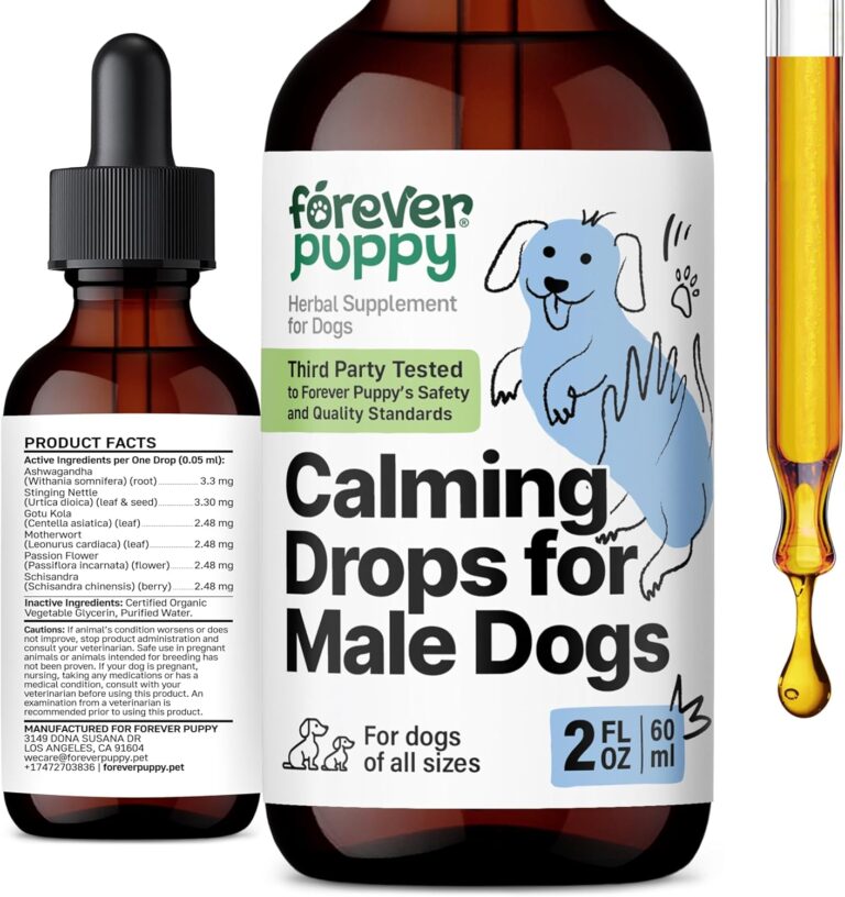 Forever Puppy Calming Drops for Male Dogs - Pure Ashwagandha & Passion Flower Extract for Composure - Liquid Relaxing & Mood Support Supplement for Dogs of All Breeds & Sizes - 2 oz