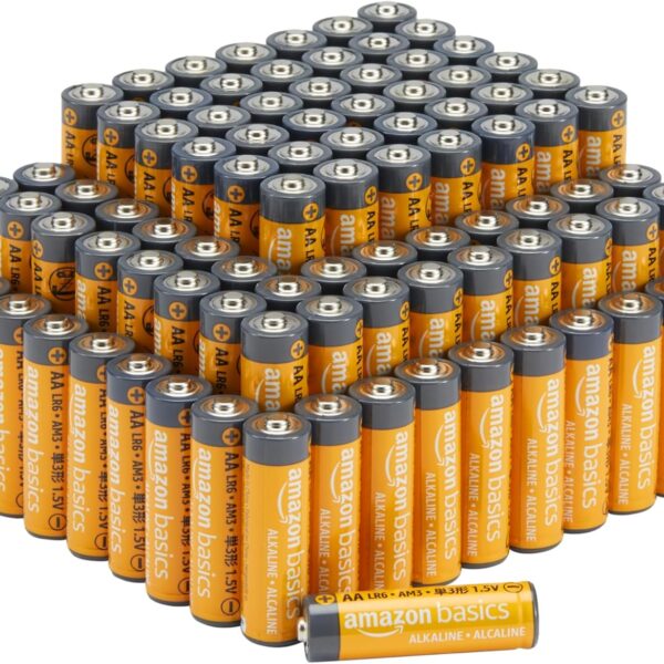 Amazon Basics 100-Pack AA Alkaline Batteries, 1.5 Volt, 10-Year Shelf Life, Reliable