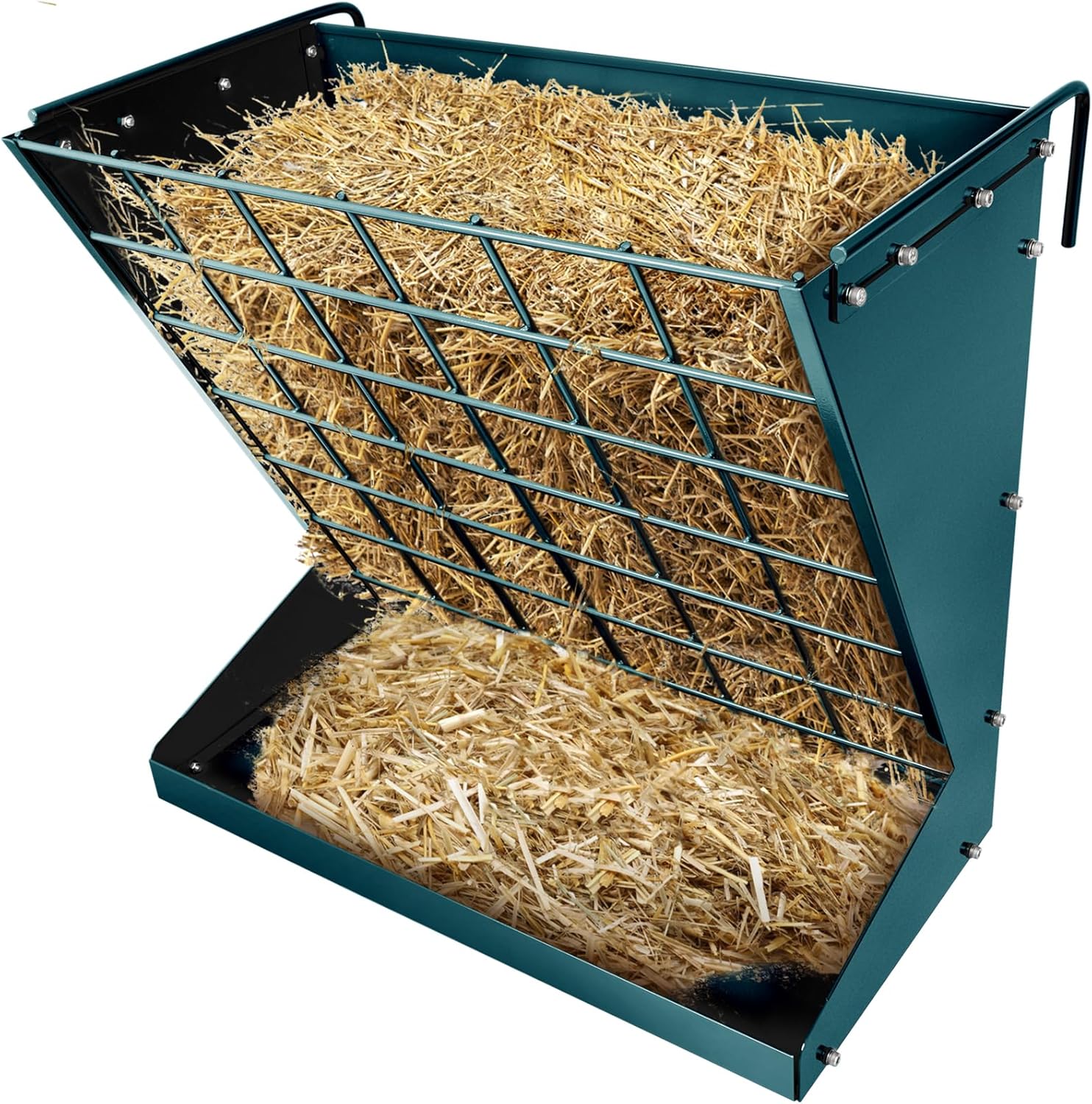 Wall Mount Hay Rack, Heavy-Duty Galvanized Metal 2 in 1 Hay and Grain Feeder, Livestock Feeder with Adjustable Distance, Hay Feeder for Goats, Sheep, Horse Wall Mount Hay Rack, Heavy-Duty Galvanized Metal 2 in 1 Hay and Grain Feeder, Livestock Feeder with Adjustable Distance, Hay Feeder for Goats, Sheep, Horse