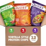 Quest Nutrition Tortilla Style Protein Chips Variety Pack, Chili Lime, Nacho Cheese, Loaded Taco, Low Carb, High Protein, Gluten Free, 1.1 oz (Pack of 12)