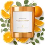 Benevolence LA Eucalyptus Orange Wood Wick Candles | Soy Christmas Scented Candles for Home | Holiday Candle Gifts for Women and Men | Home Fragrance | Aromatherapy | Shelf Decor | 8oz, 45 Hour Burn