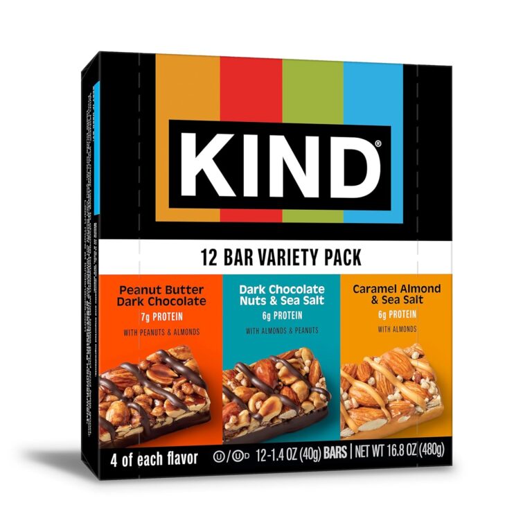 KIND Nut Bars, Variety Pack, Dark Chocolate Nuts & Sea Salt, Peanut Butter Dark Chocolate, and Caramel Almond Sea Salt, Gluten Free, Low Sugar, 5-7g Protein, 12 Count