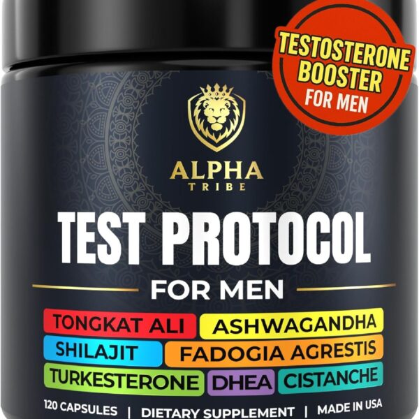 Alpha Tribe Test Protocol - Elite Natural Testosterone for Men | Testosterone Supplement for Men with Ashwagandha & Tongkat Ali (120 Count Pack of 1)