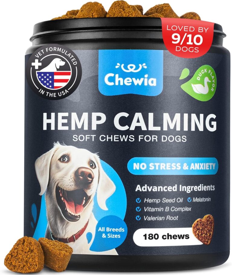 Hemp Calming Chews for Dogs Anxiety - Dog Calming Treats with Melatonin, Valerian Root, Chamomile Extract & Vitamin B Complex - Canine Chews for Vet Visits, Grooming, Travel, Thunderstorms, Fireworks
