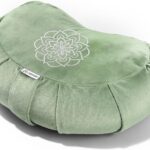 Hihealer Premium Meditation Cushion - Comfortable Floor Pillow for Adult Traditional Crescent Meditation Pillow Yoga Buckwheat Bolster (Green)