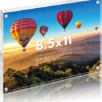 Americanflat 8.5x11 Acrylic Picture Frame - Double Sided Frames with Magnetic Corners - Transparent Acrylic Frames for Desk or Tabletop Display - 8.5x11 Picture Frame with Microfiber Cloth Included